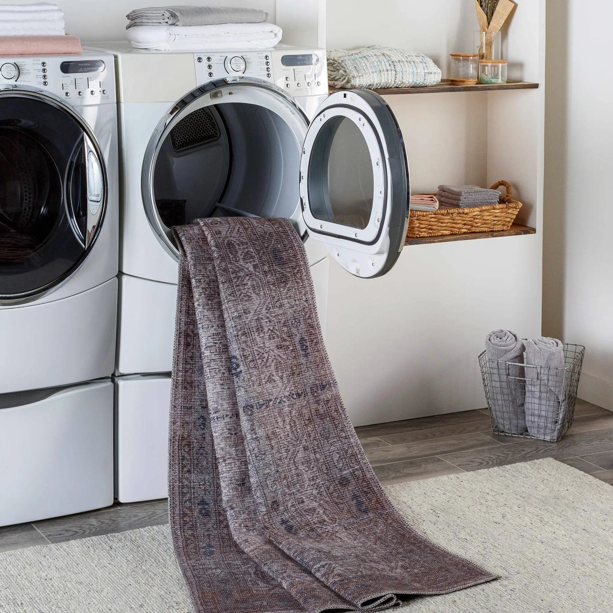 Brown Ballinasloe Vintage Washable Area Rug - Clearance by Boutique Rugs
