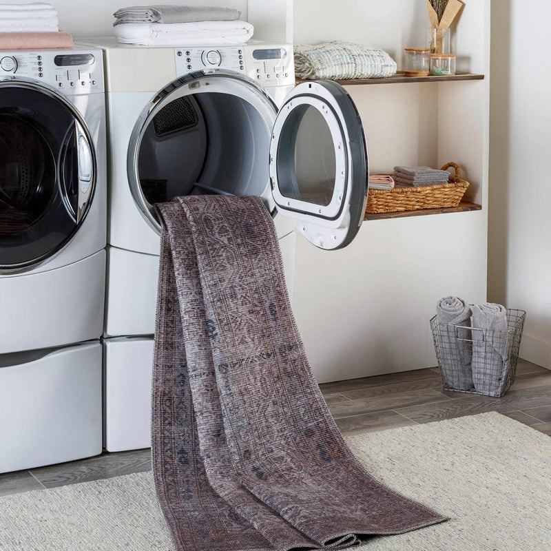 Brown Ballinasloe Vintage Washable Area Rug - Clearance by Boutique Rugs