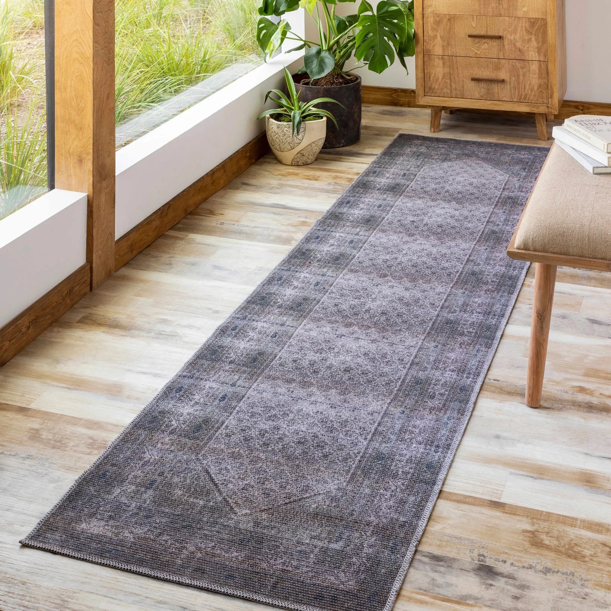 Brown Ballinasloe Vintage Washable Area Rug - Clearance by Boutique Rugs