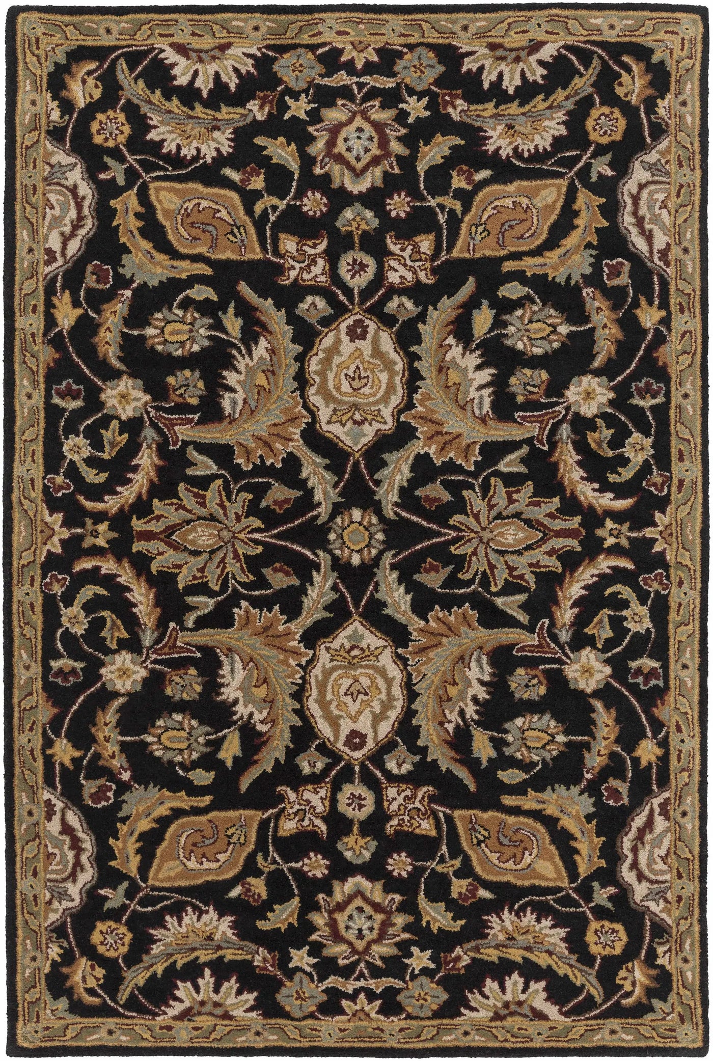 Blomkest Black&Yellow Traditional Wool Carpet by Boutique Rugs