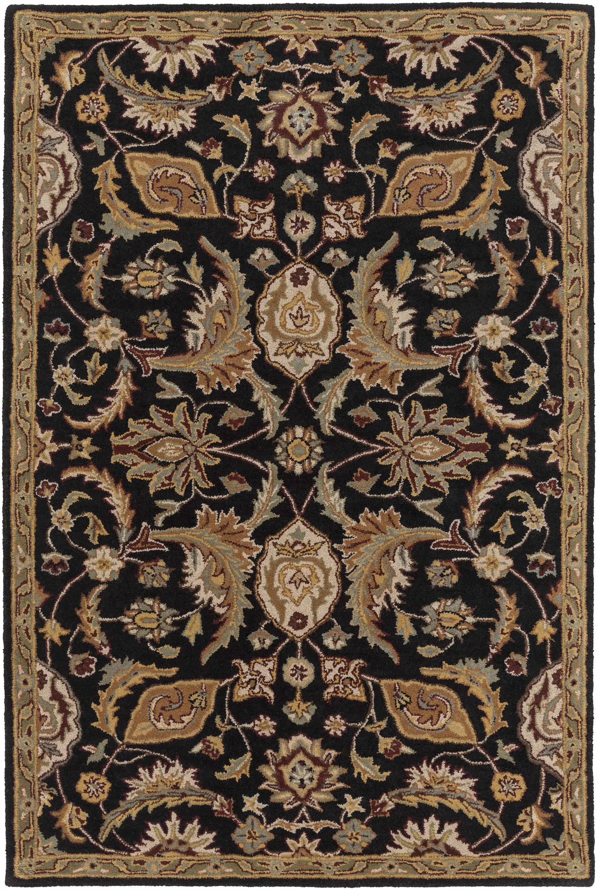 Blomkest Black&Yellow Traditional Wool Carpet by Boutique Rugs