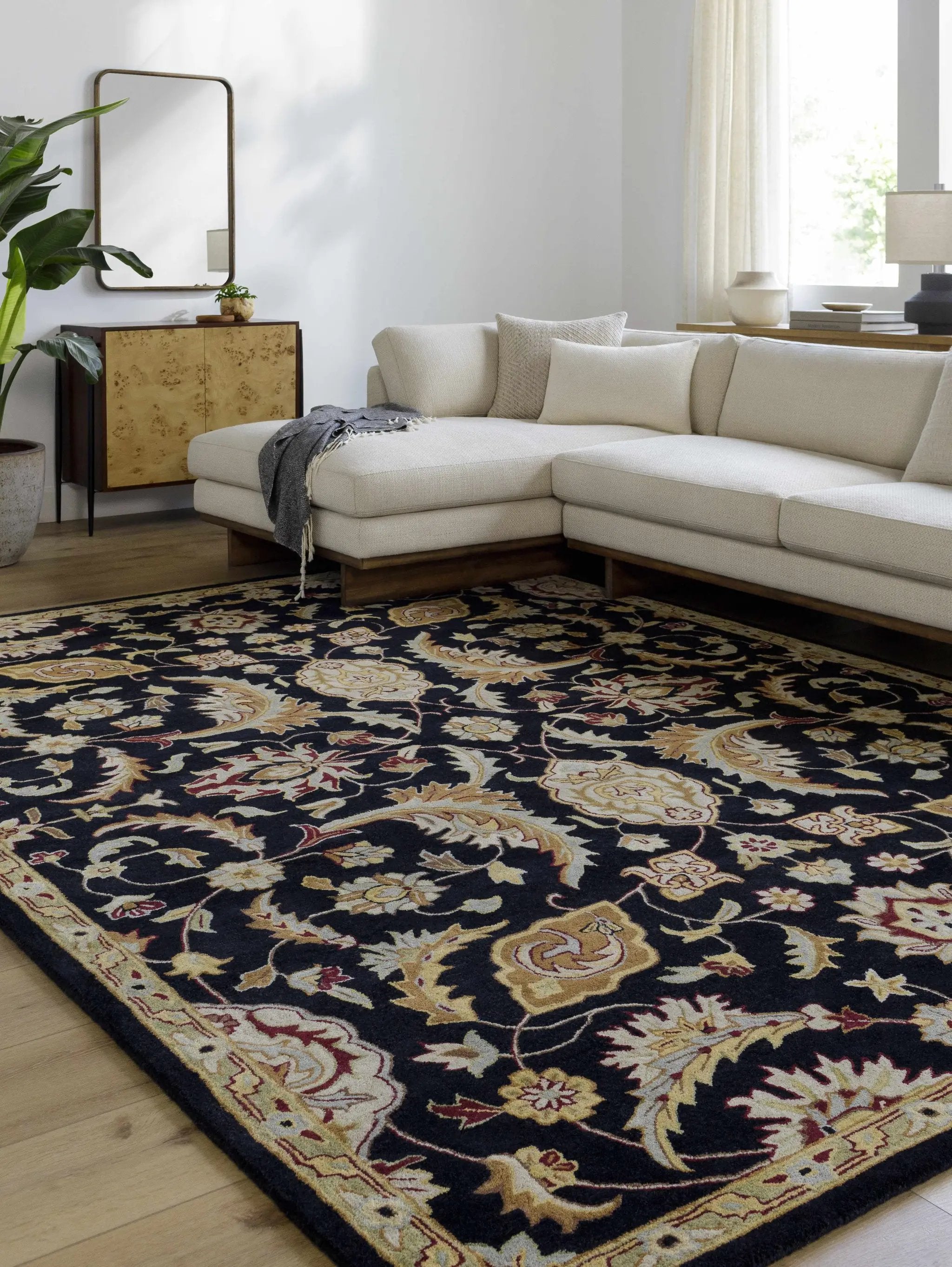 Blomkest Black&Yellow Traditional Wool Carpet by Boutique Rugs
