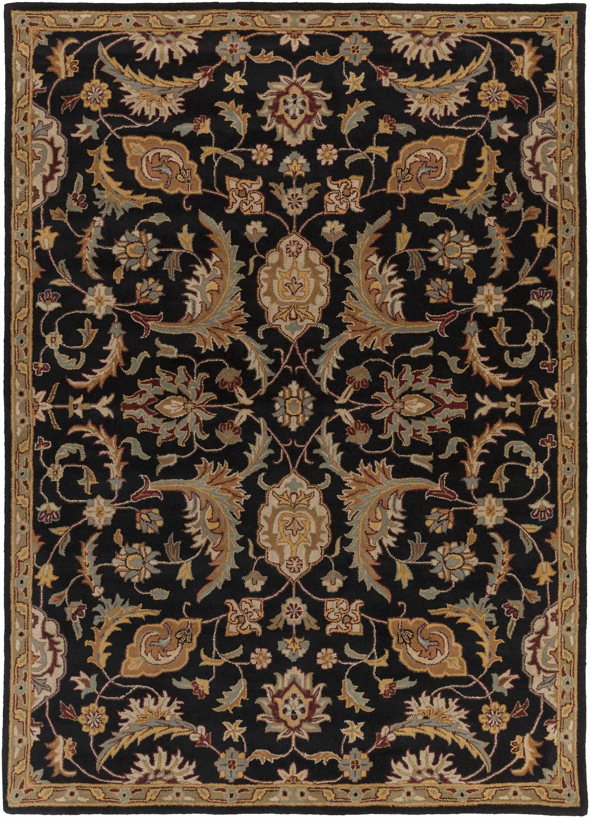 Blomkest Black&Yellow Traditional Wool Carpet by Boutique Rugs