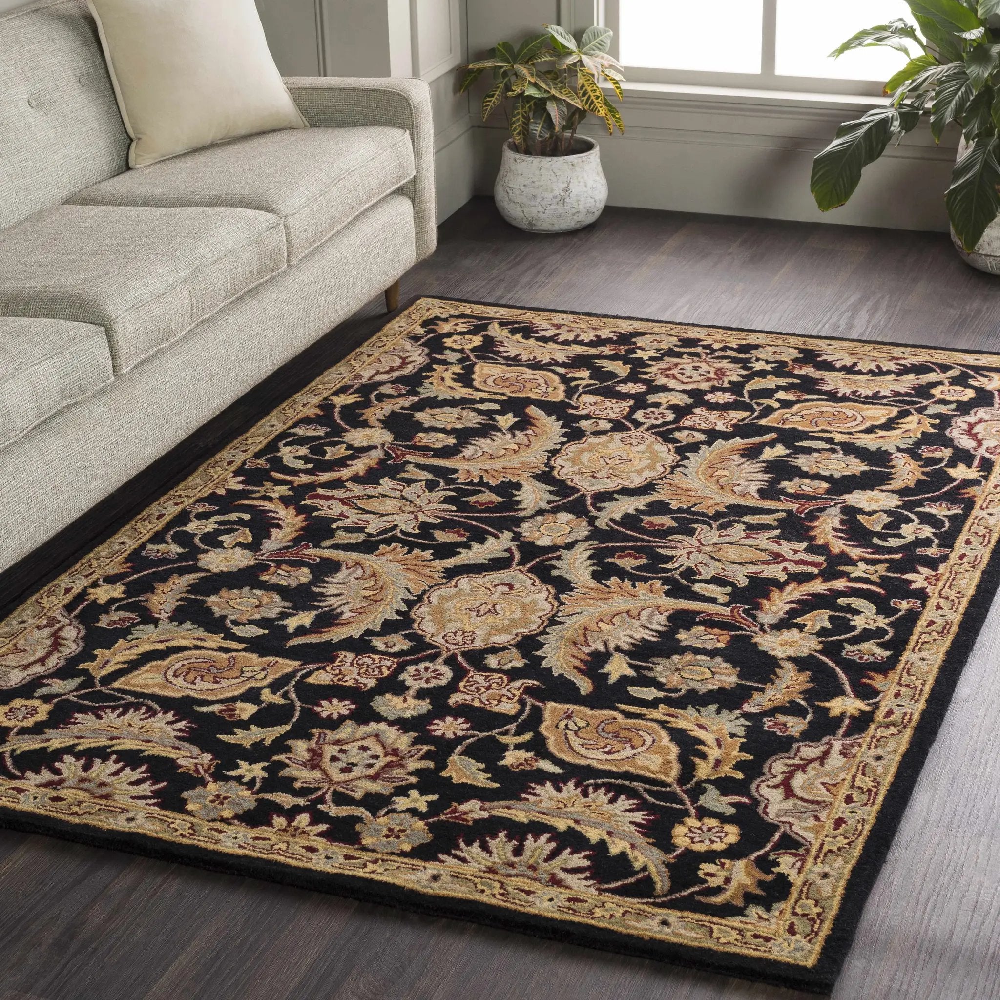 Blomkest Black&Yellow Traditional Wool Carpet by Boutique Rugs