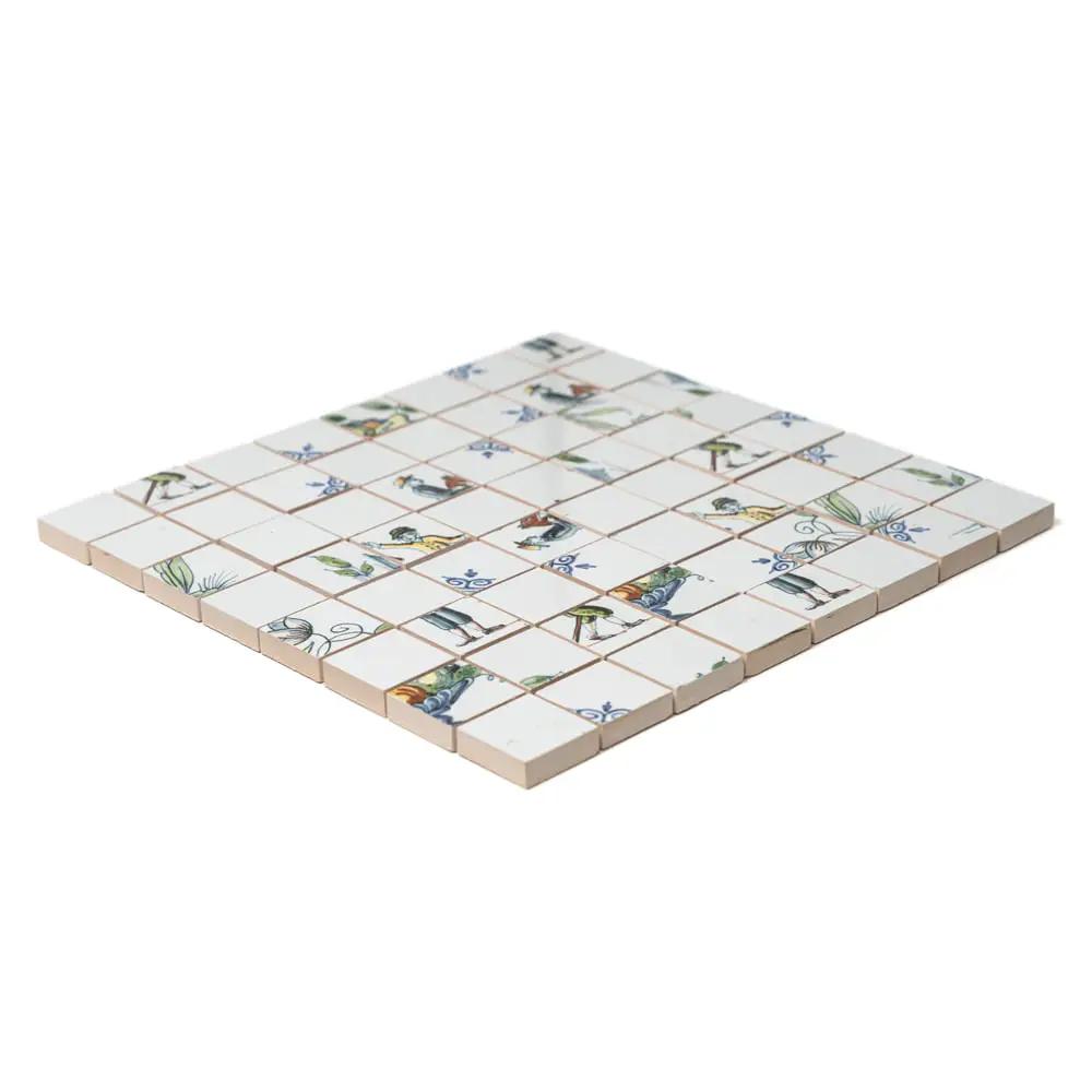 Blue Glazed Double Dutch Ceramic Mosaics 12x12 closeup 2