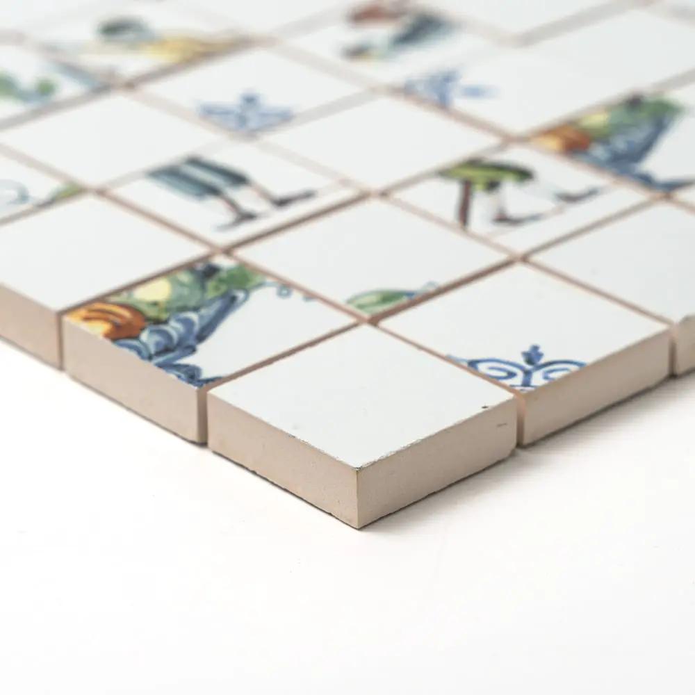 Blue Glazed Double Dutch Ceramic Mosaics 12x12 closeup 4