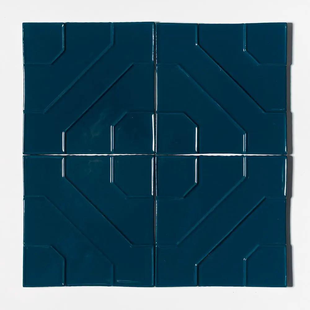Blue Glossy Ceramic Accent Tiles 8x8 closeup 1