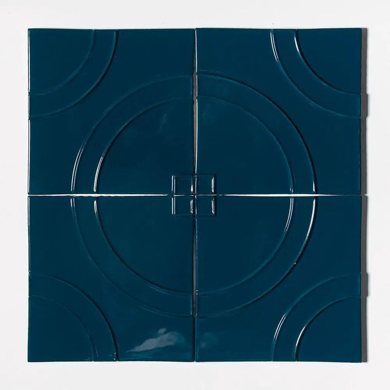 Blue Glossy Ceramic Accent Tiles 8x8 room scene