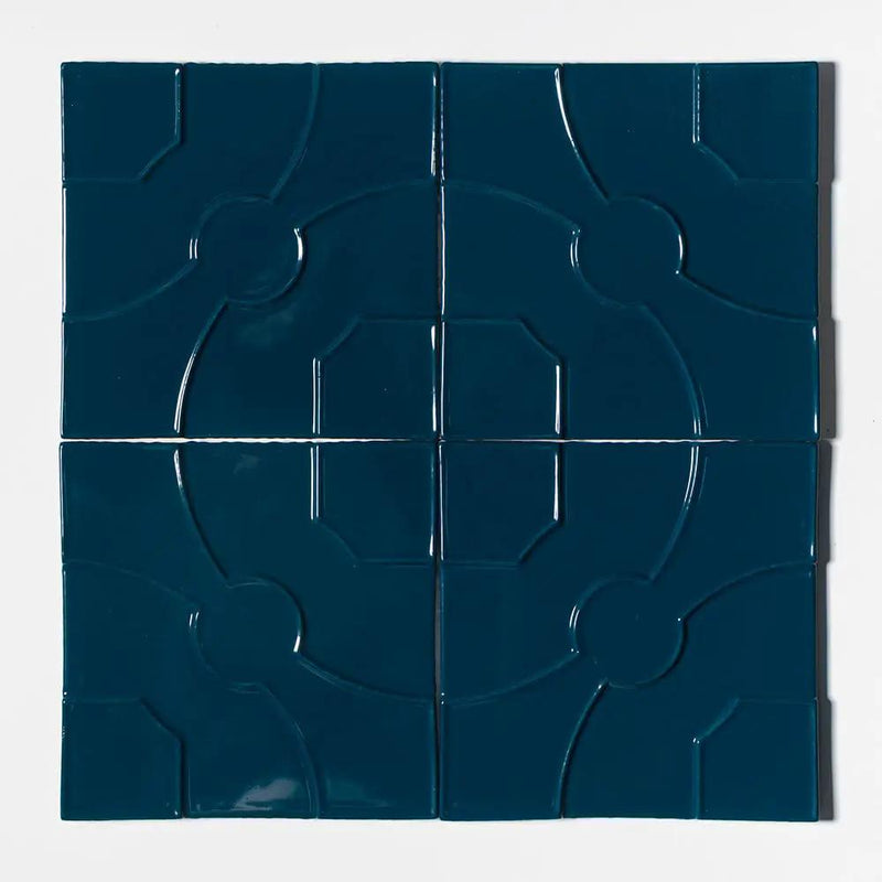 Blue Glossy Ceramic Accent Tiles 8x8 room scene 2