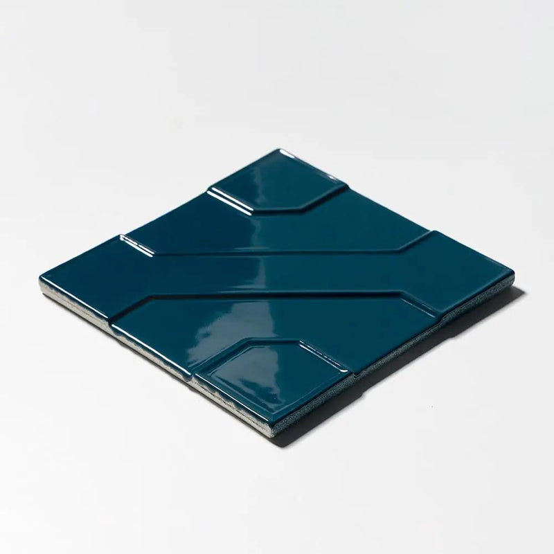 Blue Glossy Ceramic Accent Tiles 8x8 closeup 2