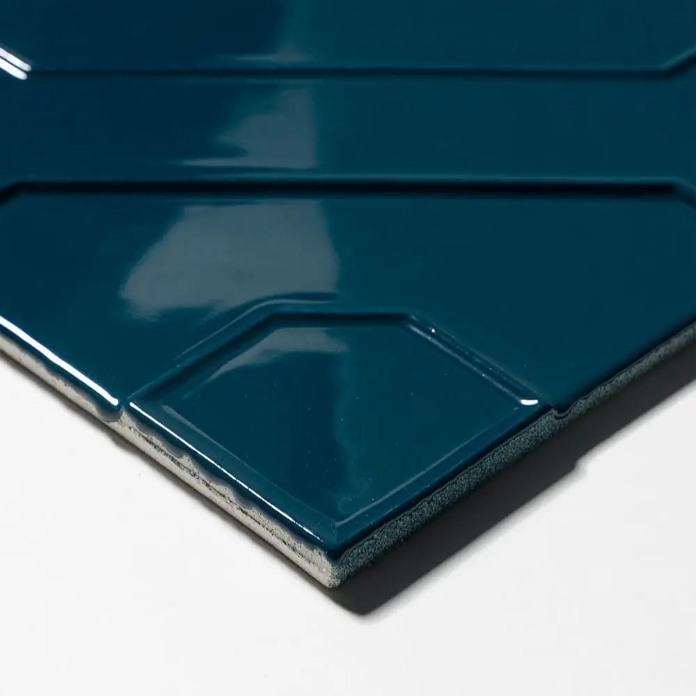 Blue Glossy Ceramic Accent Tiles 8x8 closeup 3