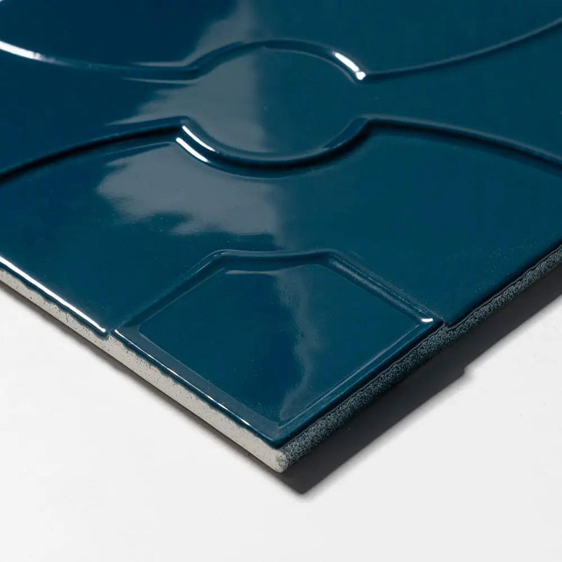 Blue Glossy Ceramic Accent Tiles 8x8 room scene 4