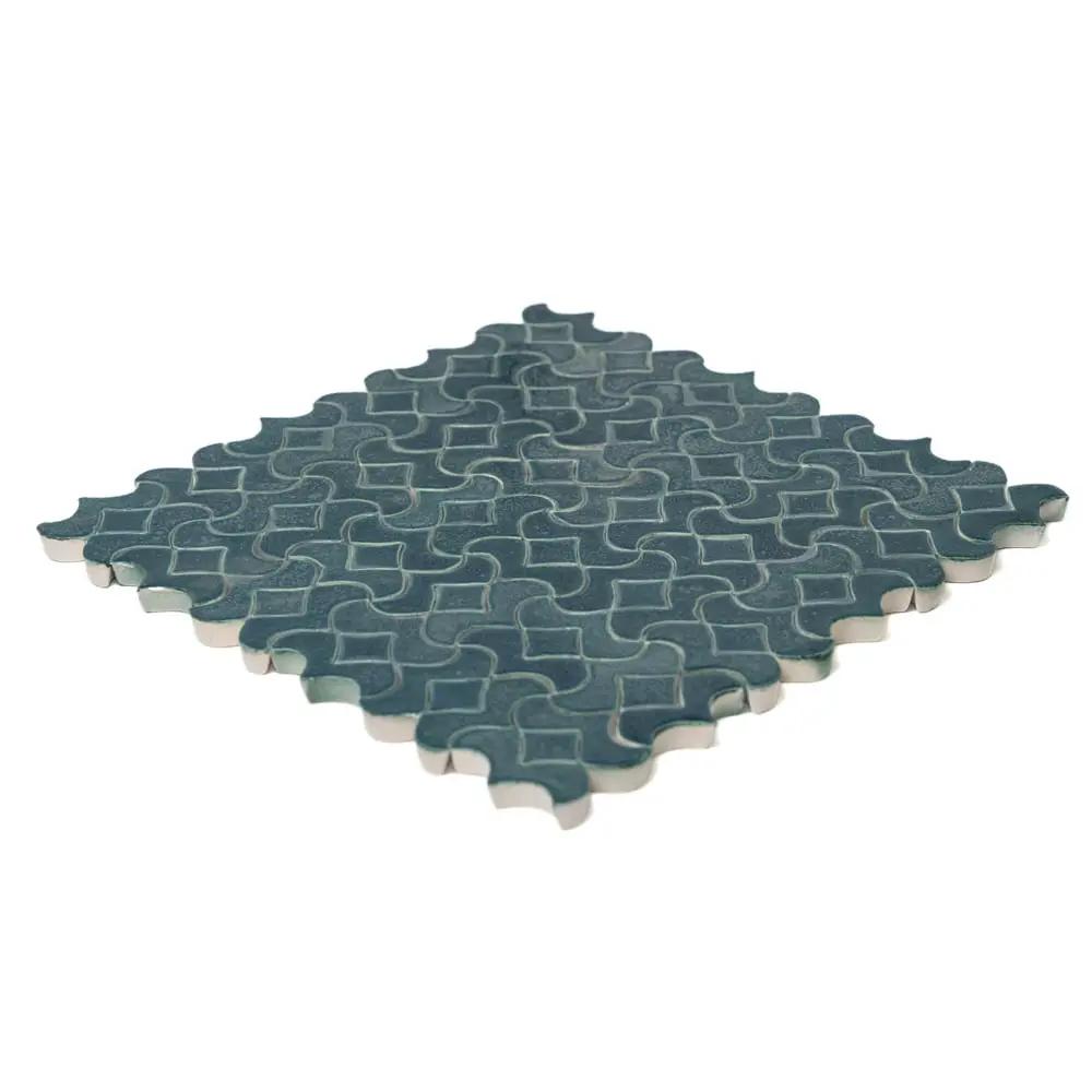 Blue Leather Alba Ceramic Accent Tiles 10 1/2x10 1/2 closeup 2