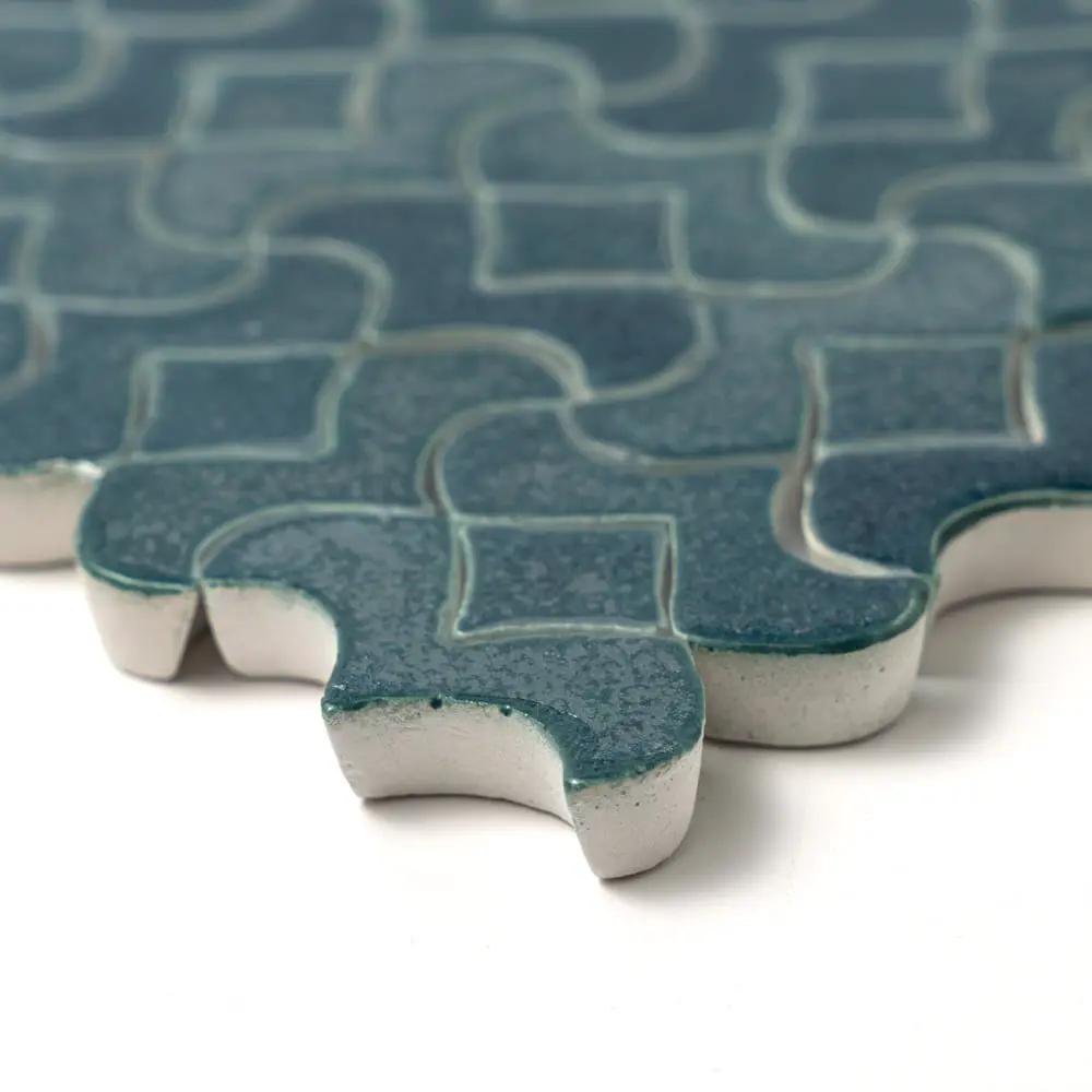Blue Leather Alba Ceramic Accent Tiles 10 1/2x10 1/2 closeup 4
