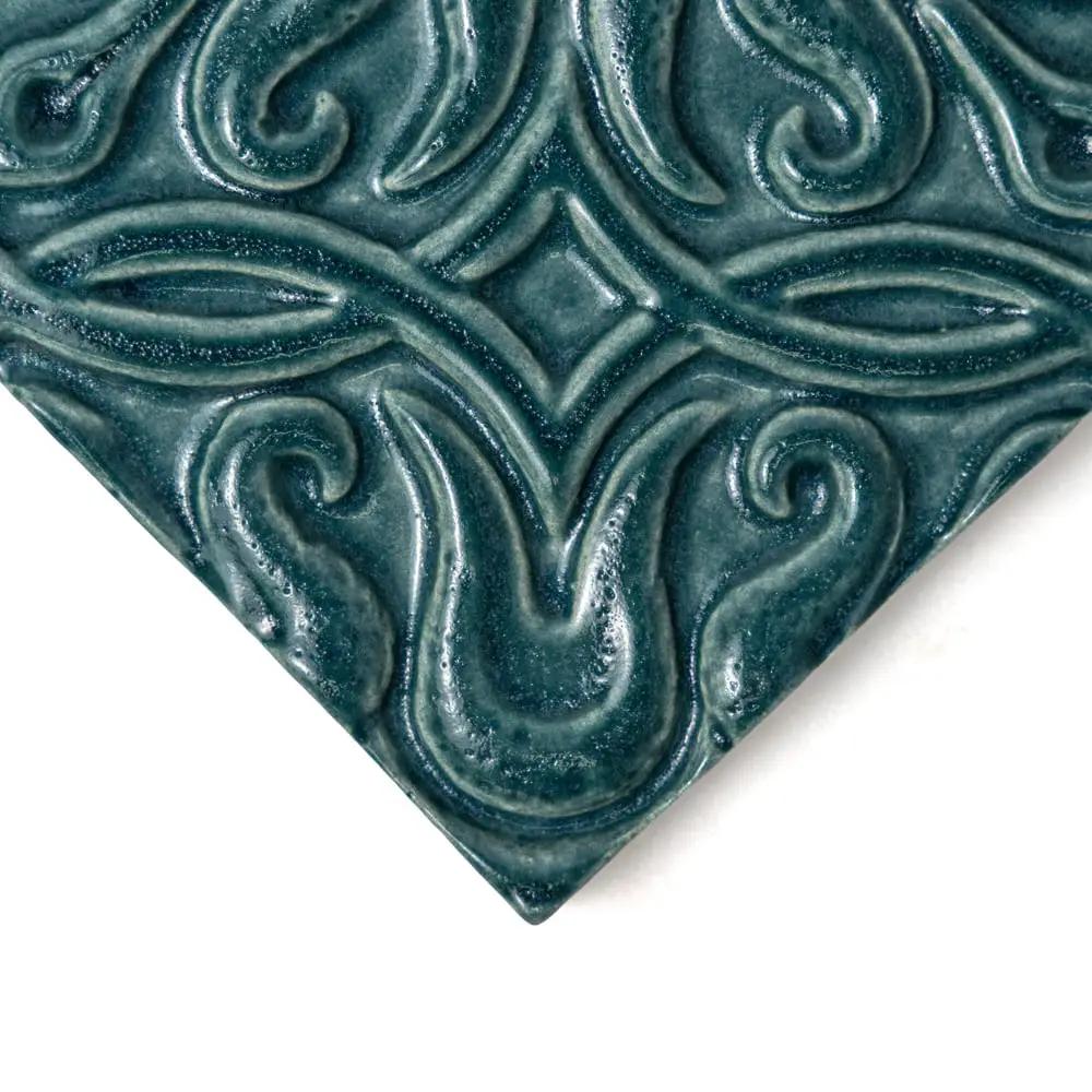 Blue Leather Ceramic Accent Tiles 6x6 closeup 3