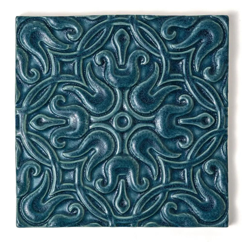 Blue Leather Mondial Ceramic Accent Tiles 6x6