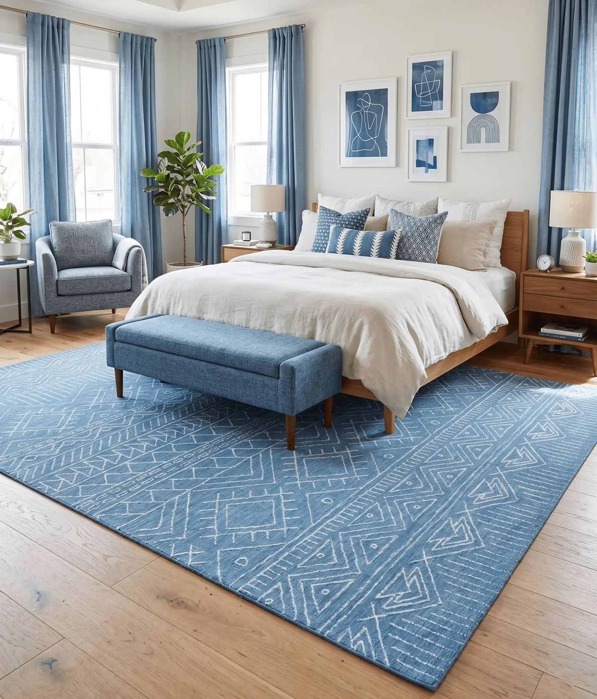 Blue Modern Contemporary Hand Tufted Wool Area Rug by The Rug Decor