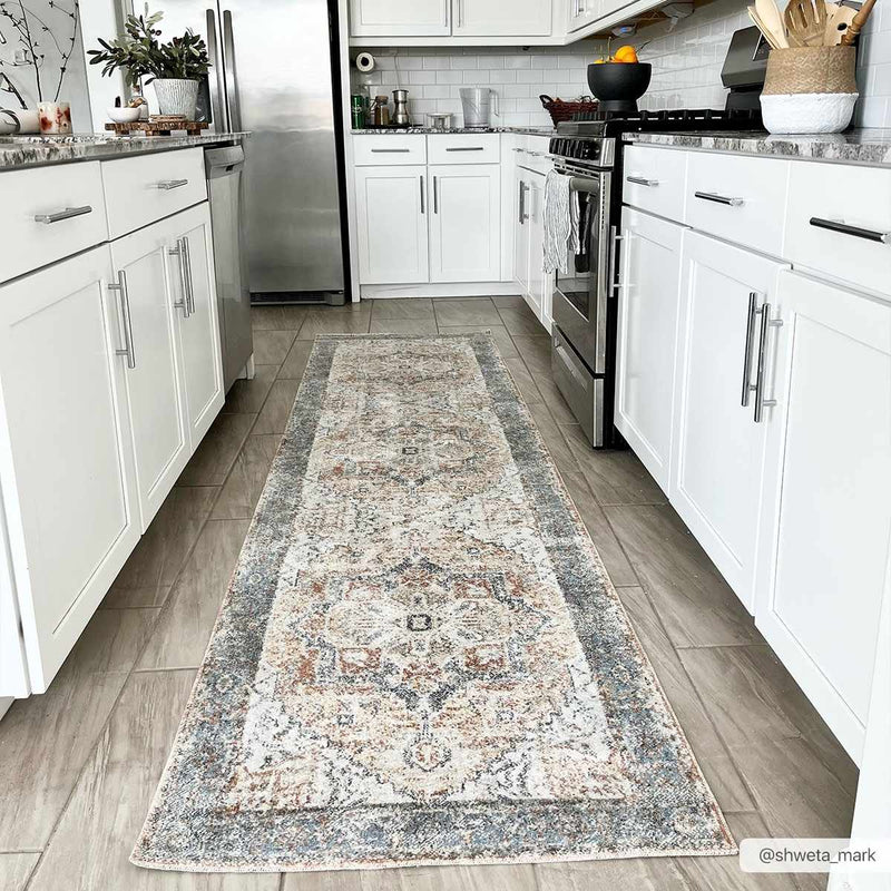 Blue Orange Hera Washable area rug - Clearance by Boutique Rugs