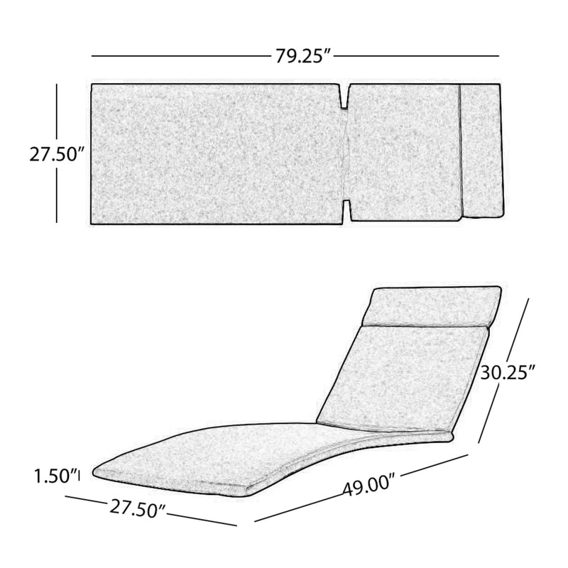 Blue Outdoor Chaise Lounge Cushion 2-Pack with Water-Resistant Fabric, photo 7 of 9