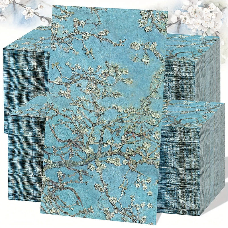 Blue Paper Hand Towels 200 Count Floral Design by House Of Avana