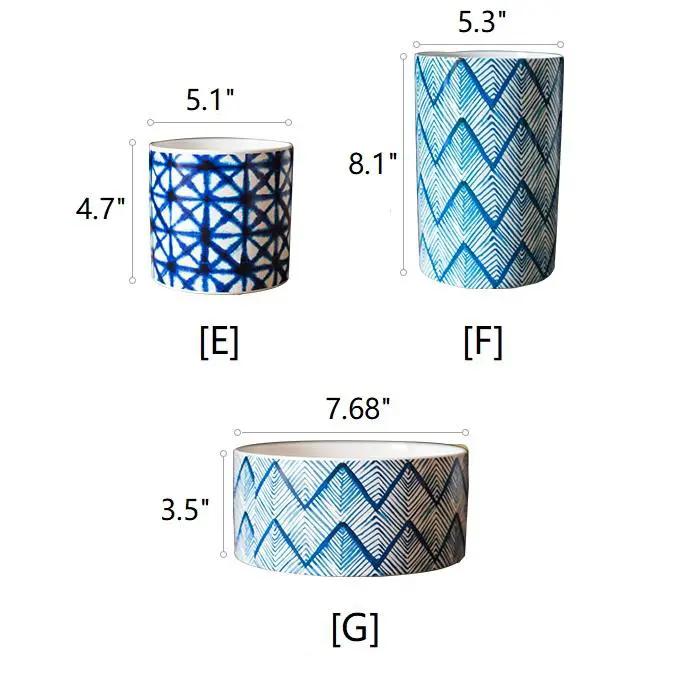 Blue Print Ceramic Vase Planter in Various Patterns by RusticReach