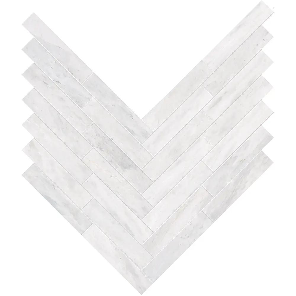 Blue Savoy Polished Large Herringbone Marble Mosaics 12 7/8x9 11/32 by Stonetiledepot