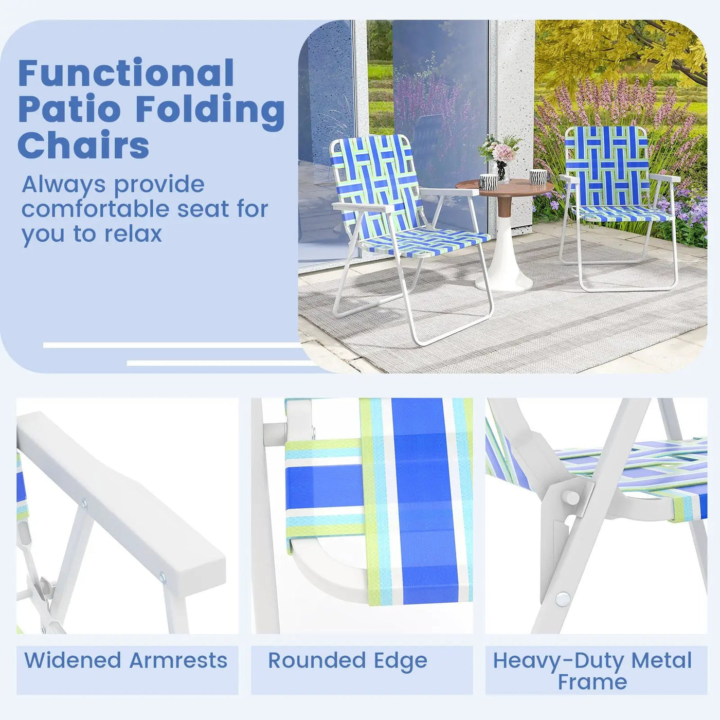 4 Pieces Folding Beach Chair Camping Lawn Webbing Chair by DirectDeals