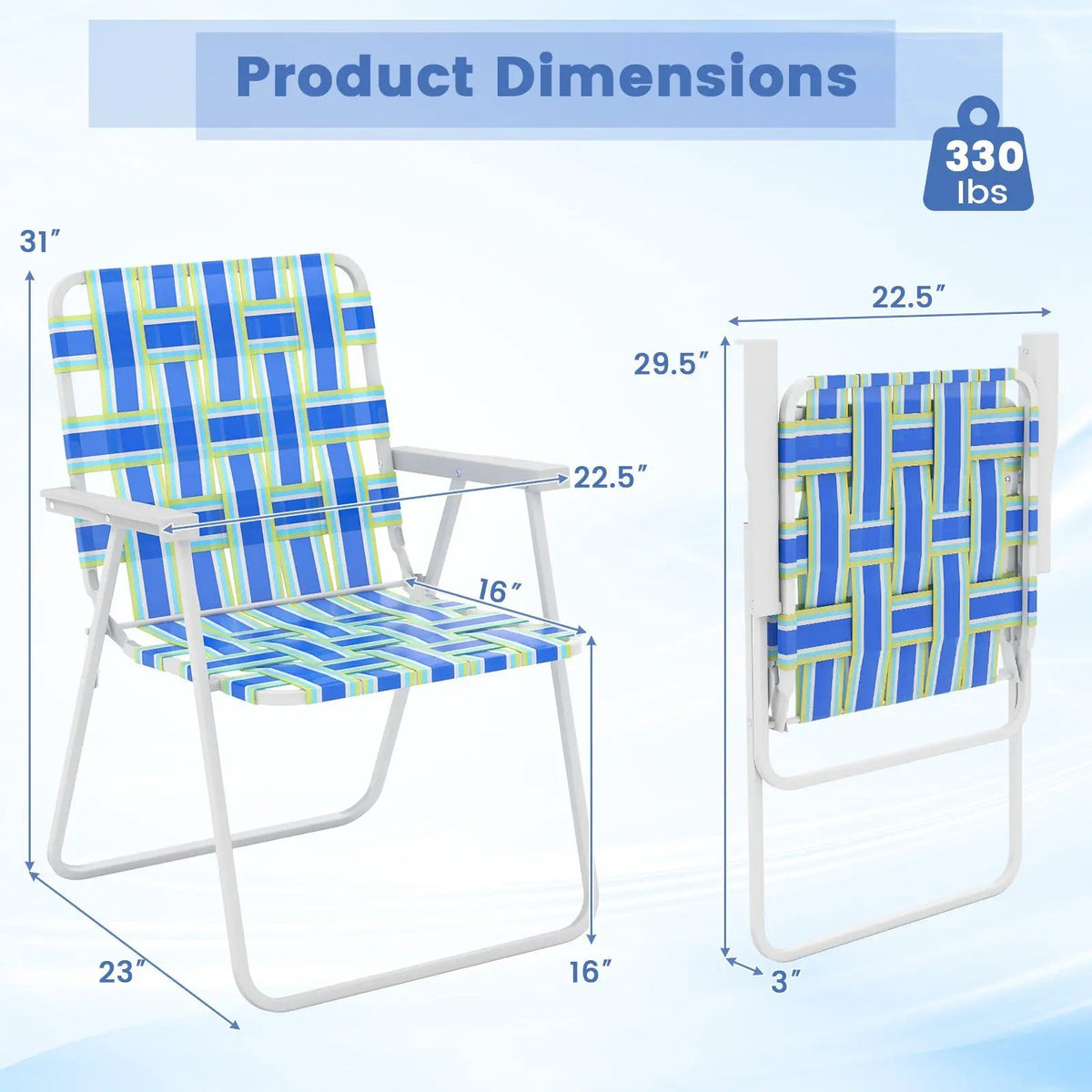 4 Pieces Folding Beach Chair Camping Lawn Webbing Chair by DirectDeals