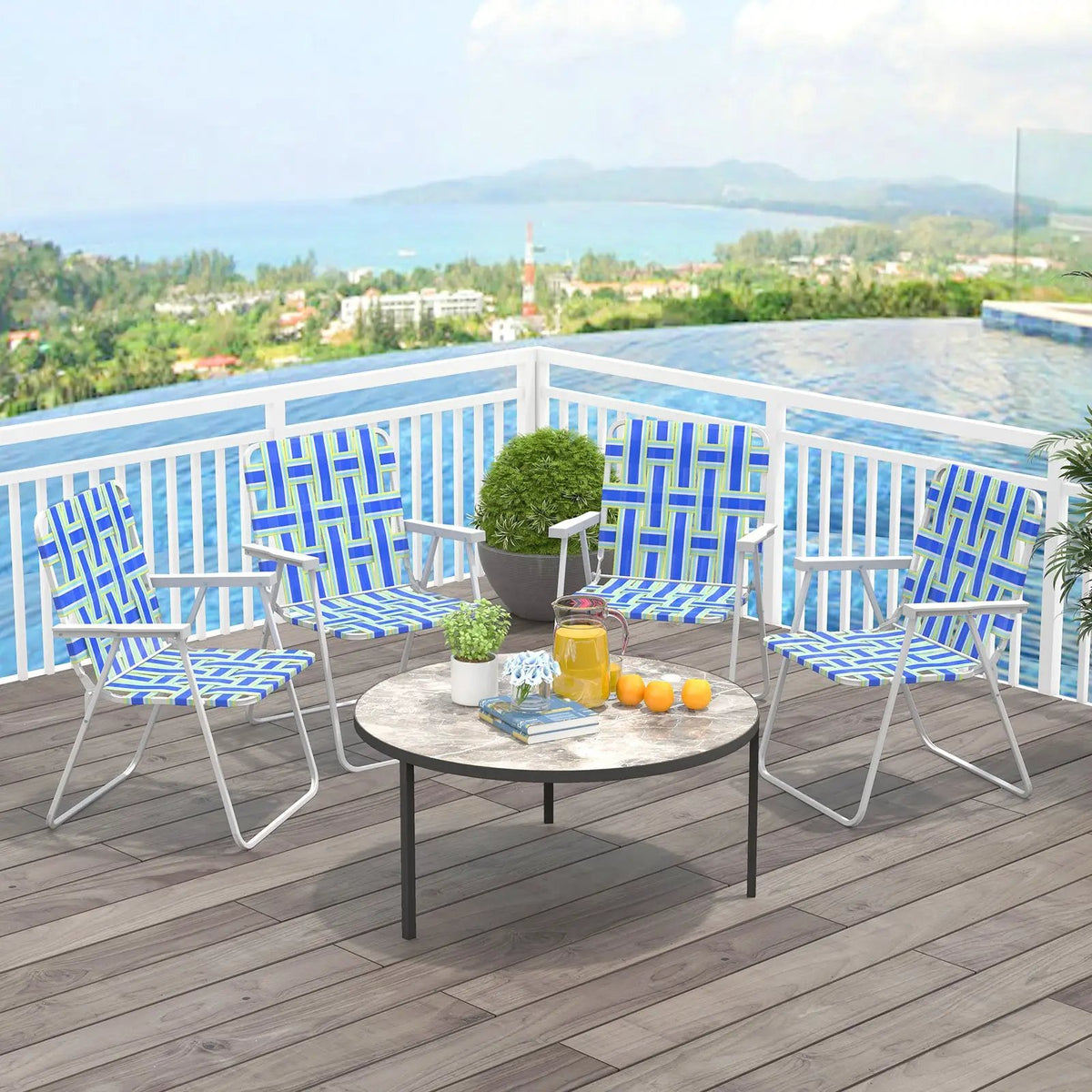 4 Pieces Folding Beach Chair Camping Lawn Webbing Chair by DirectDeals