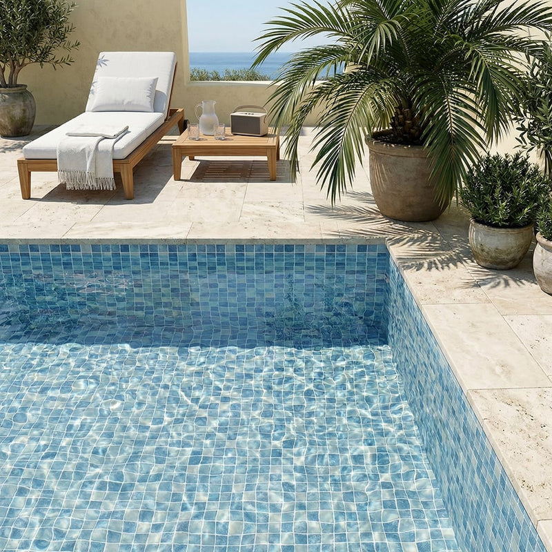 Bluestone Blend Anti Slip 1x1 Glass Mosaics 12x12 Glass Anti Slip 12x12 Mosaics — 2