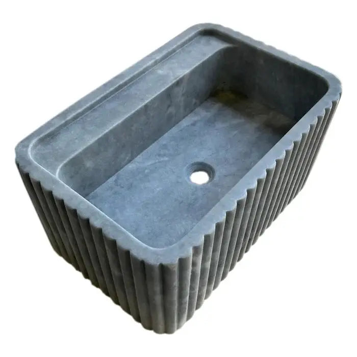 Bluestone Marble Wall-Mounted Bathroom Sink - Fluted 16x24x12 by GobekDesign