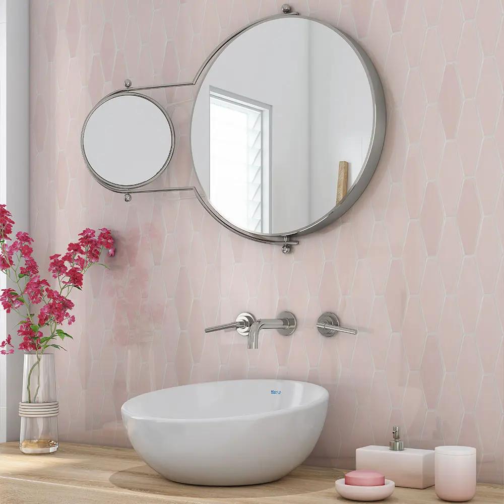 Blush Glossy Longest Hexagon Ceramic Tiles 3x7 7/8 room scene