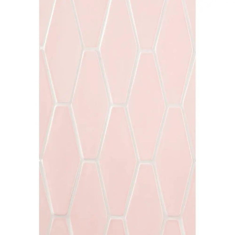 Blush Glossy Longest Hexagon Ceramic Tiles 3x7 7/8