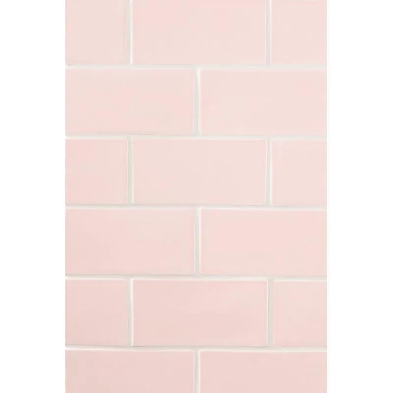 Blush Glossy Subway Ceramic Tiles 3x6