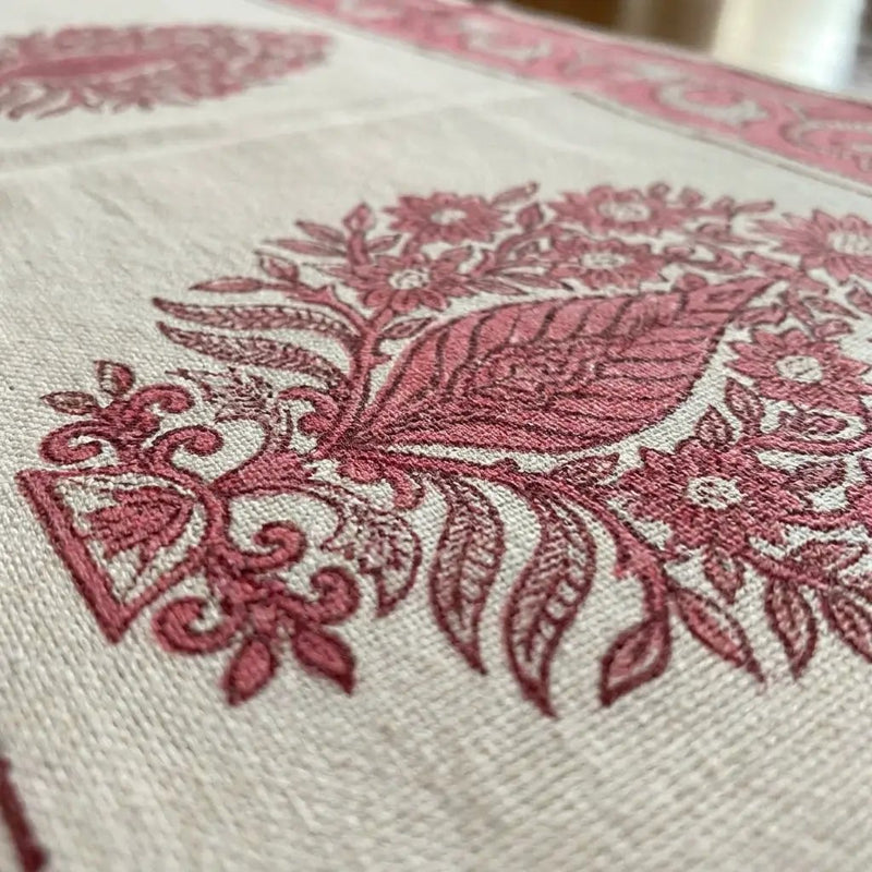 Blush Pink & Ivory Table Linen Set – 13 Pieces | Hand Block Printed Cotton | Runner, Placemats & Napkins by House Of Avana
