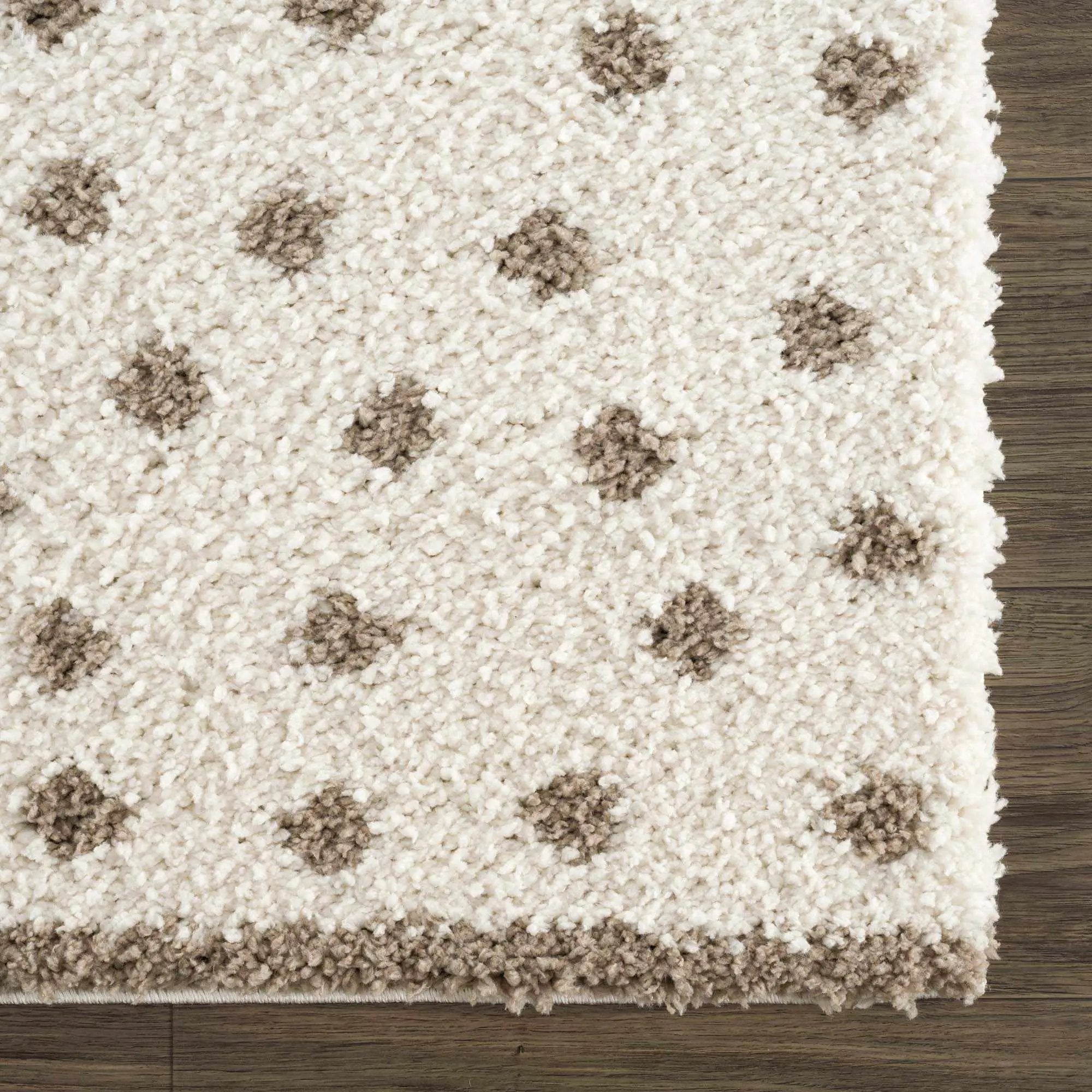 Chaia Dotted Cream & Brown Plush Rug by Boutique Rugs