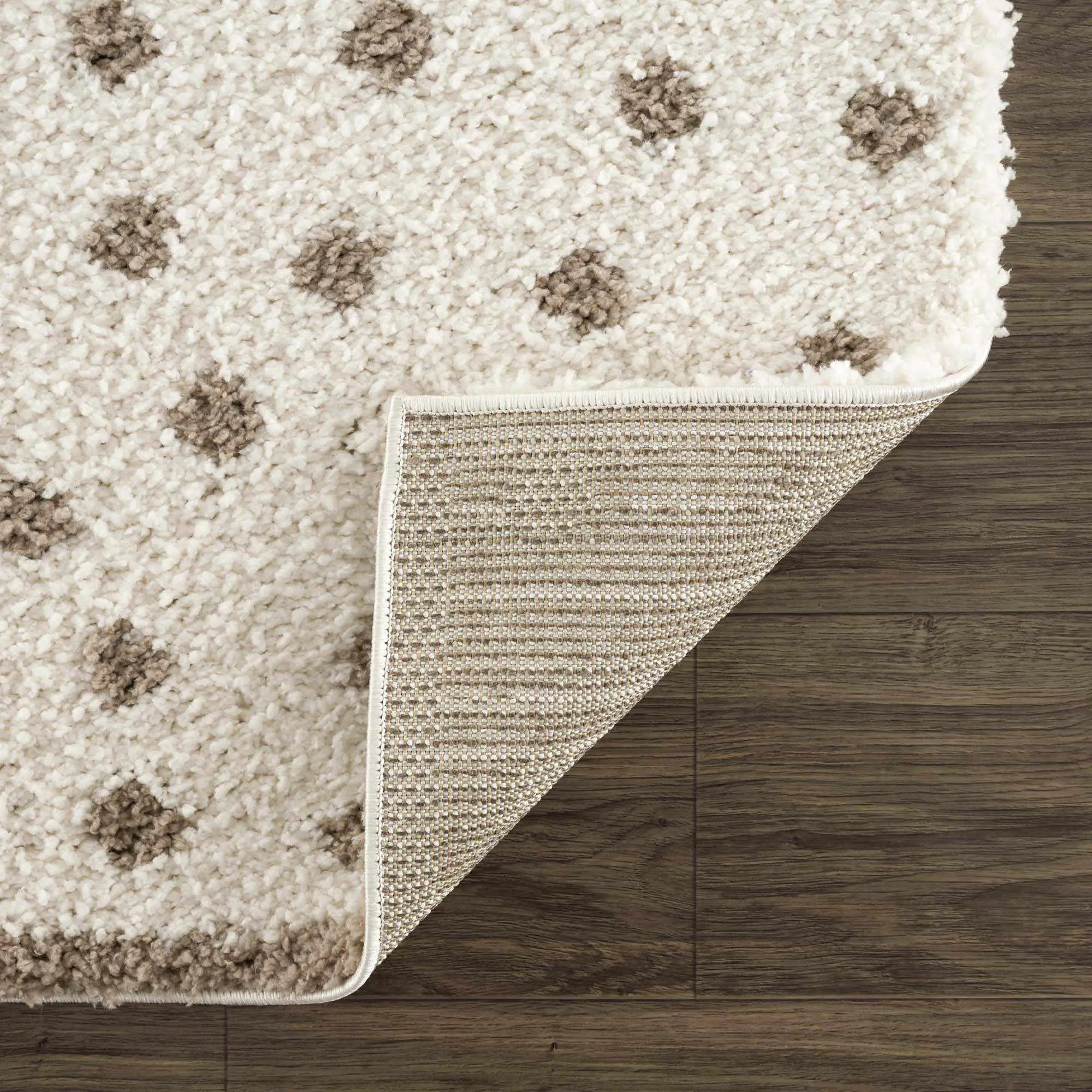 Chaia Dotted Cream & Brown Plush Rug by Boutique Rugs