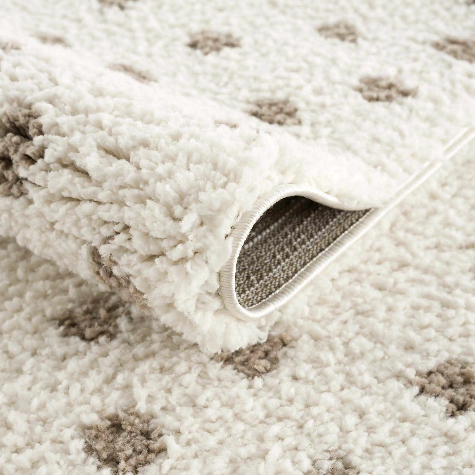Chaia Dotted Cream & Brown Plush Rug by Boutique Rugs
