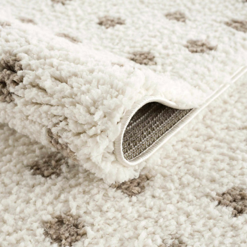 Chaia Dotted Cream & Brown Plush Rug by Boutique Rugs