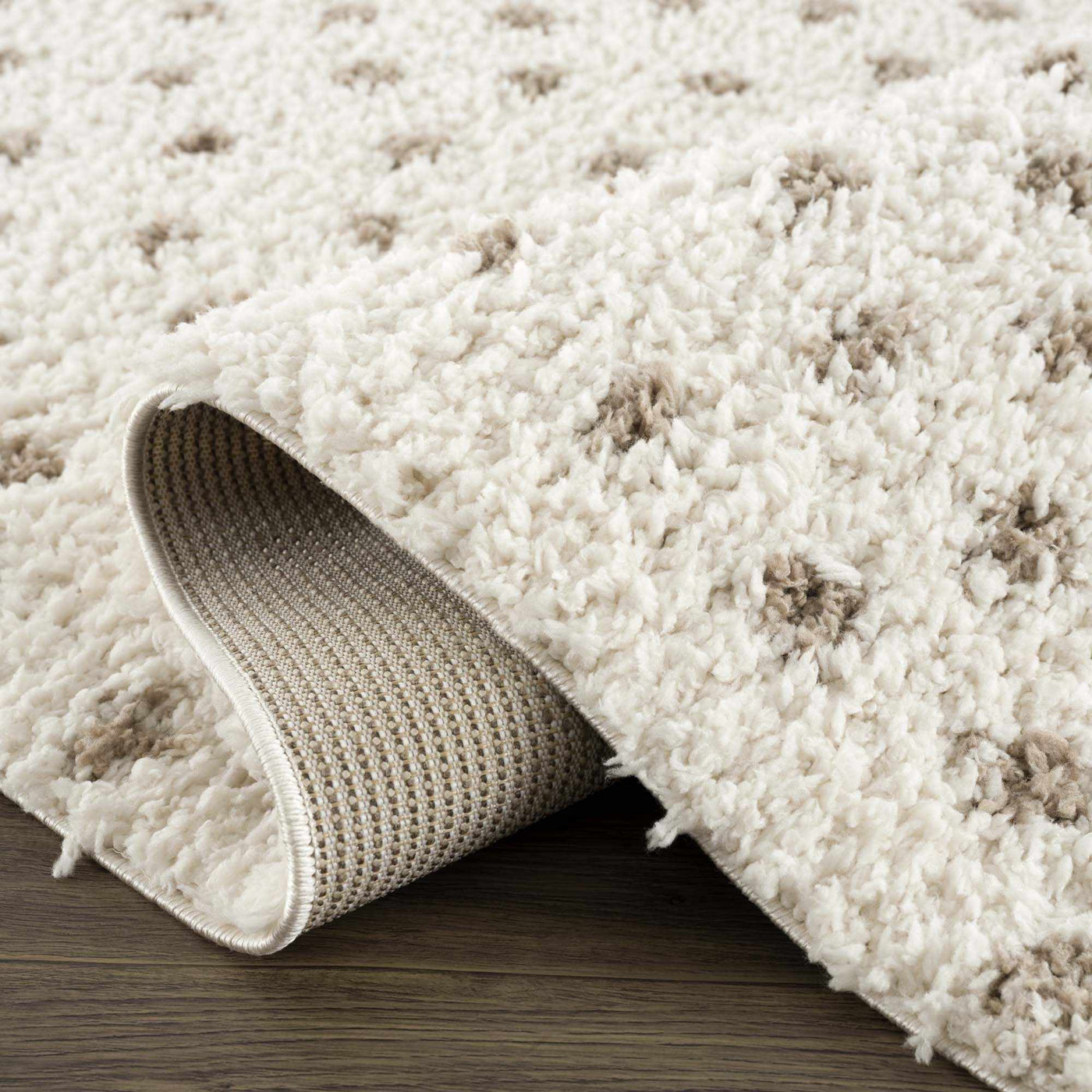 Chaia Dotted Cream & Brown Plush Rug by Boutique Rugs