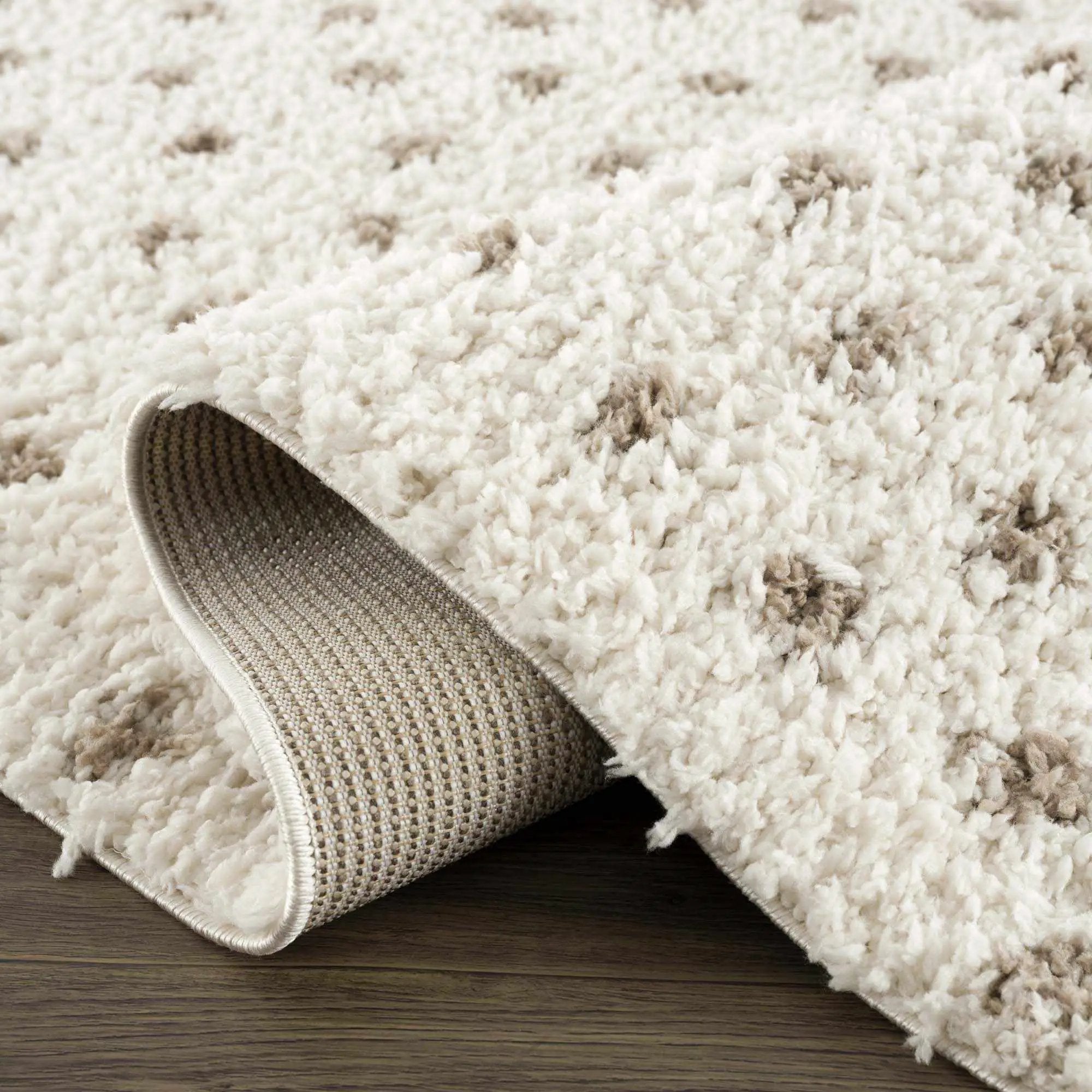 Chaia Dotted Cream & Brown Plush Rug by Boutique Rugs