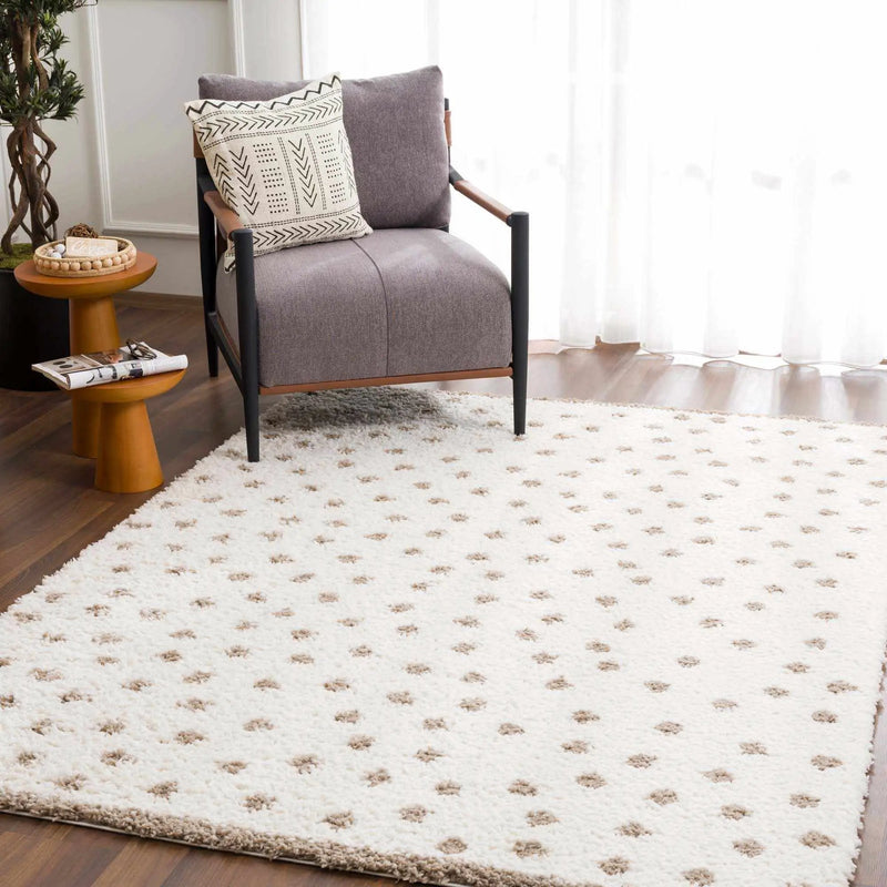 Chaia Dotted Cream & Brown Plush Rug by Boutique Rugs