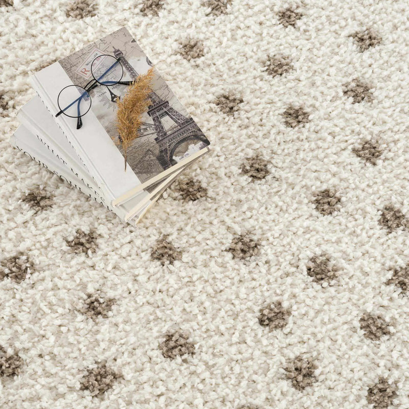 Chaia Dotted Cream & Brown Plush Rug by Boutique Rugs