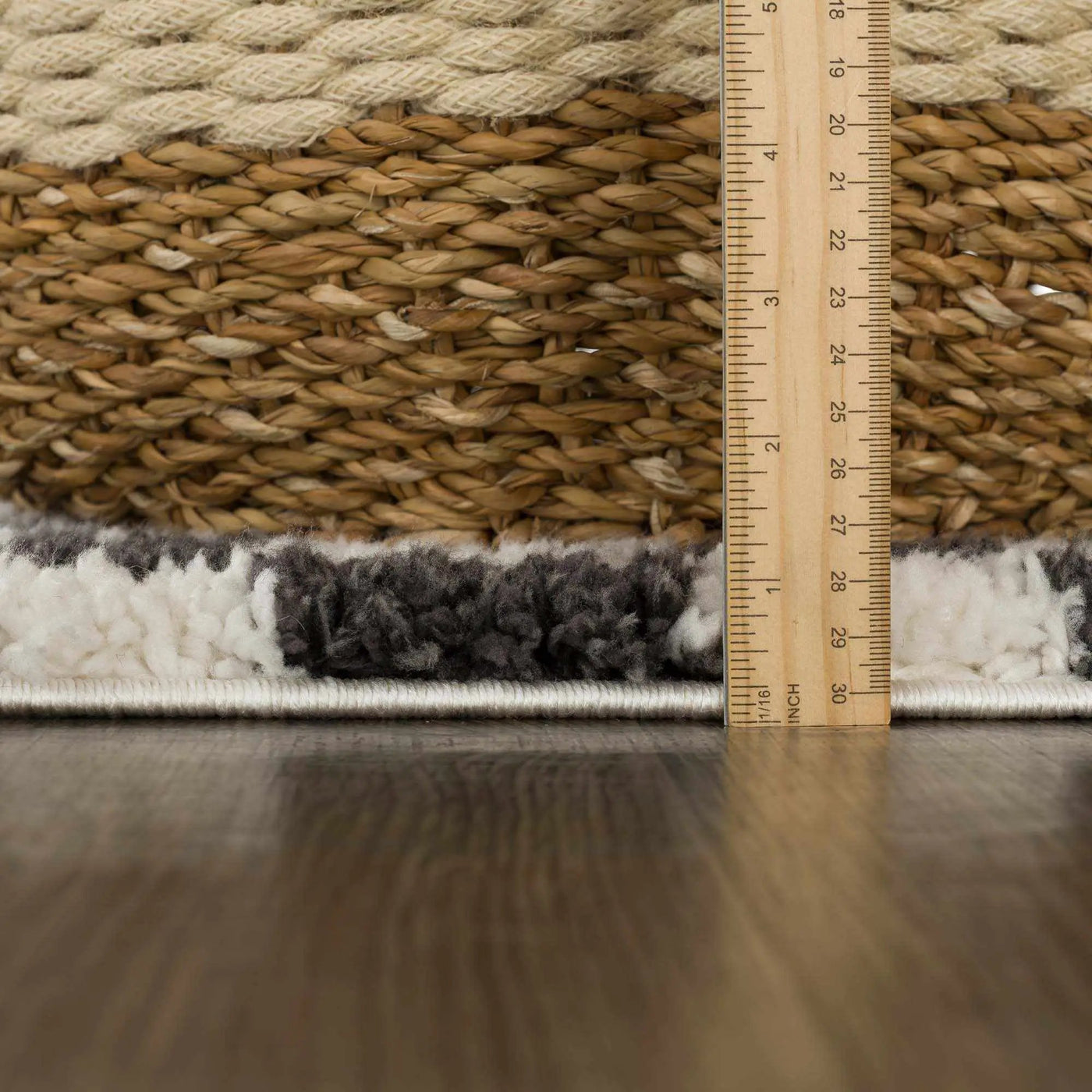 Kieu Black & White Checkered Shag Rug by Boutique Rugs