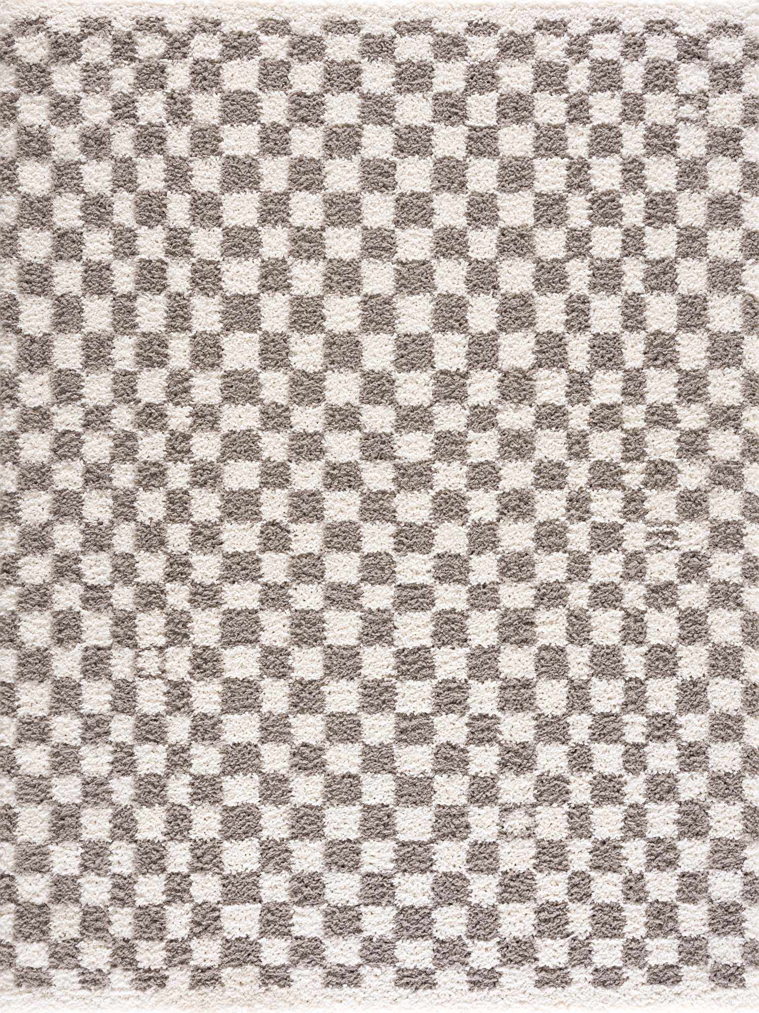 Kieu Taupe Checkered Plush Rug by Boutique Rugs