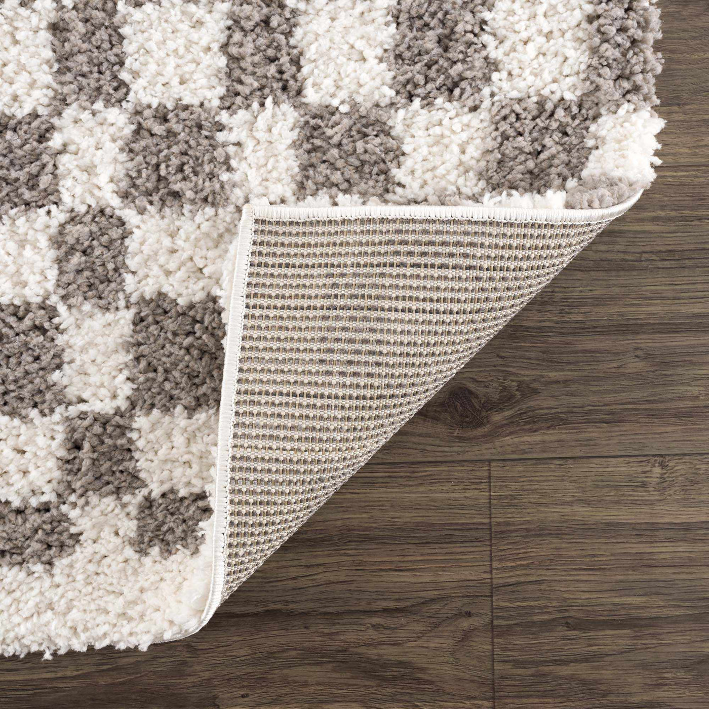 Kieu Taupe Checkered Plush Rug by Boutique Rugs