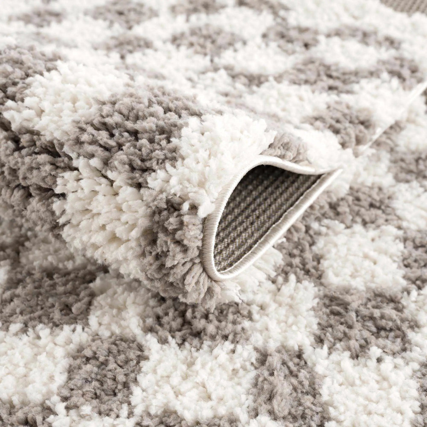 Kieu Taupe Checkered Plush Rug by Boutique Rugs
