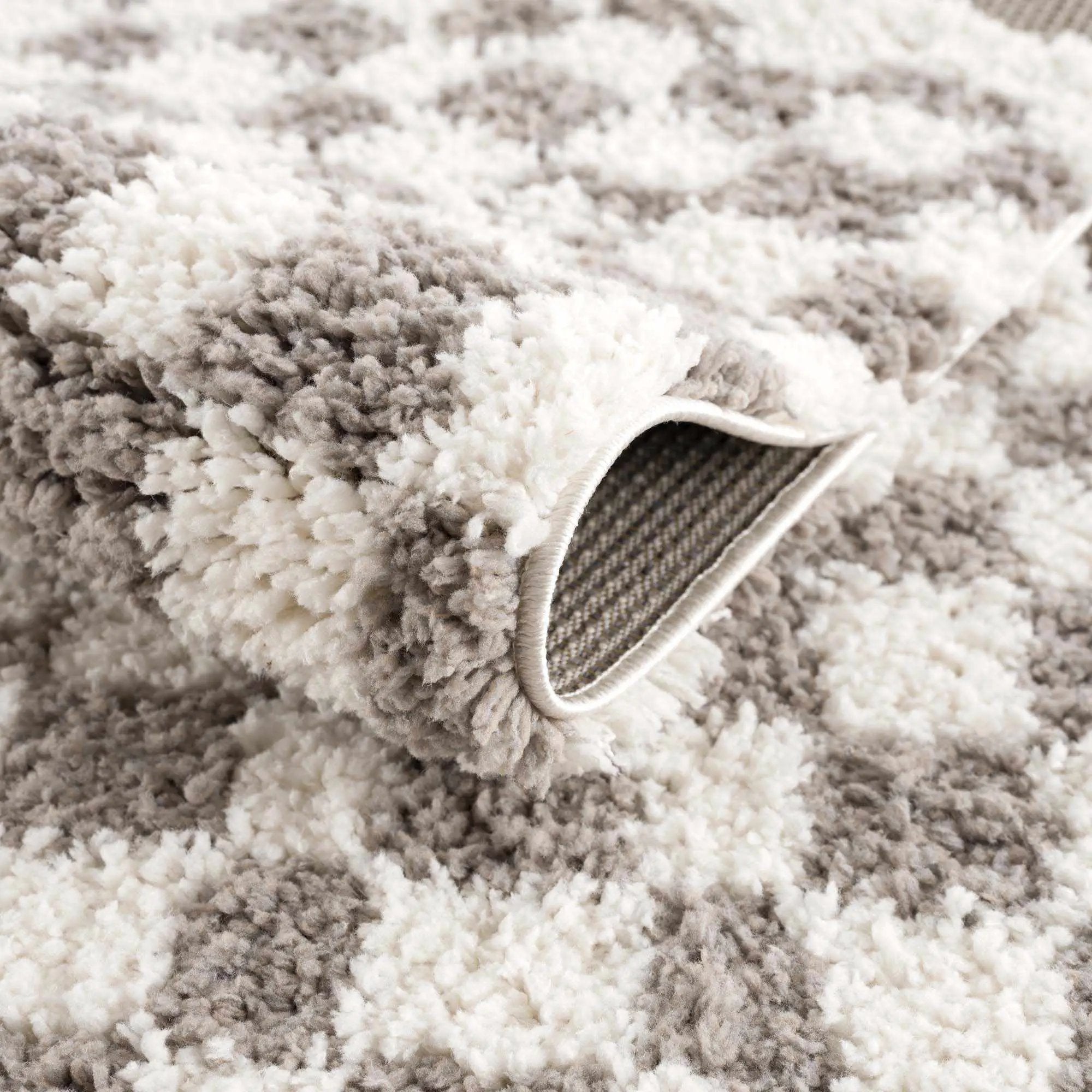 Kieu Taupe Checkered Plush Rug by Boutique Rugs