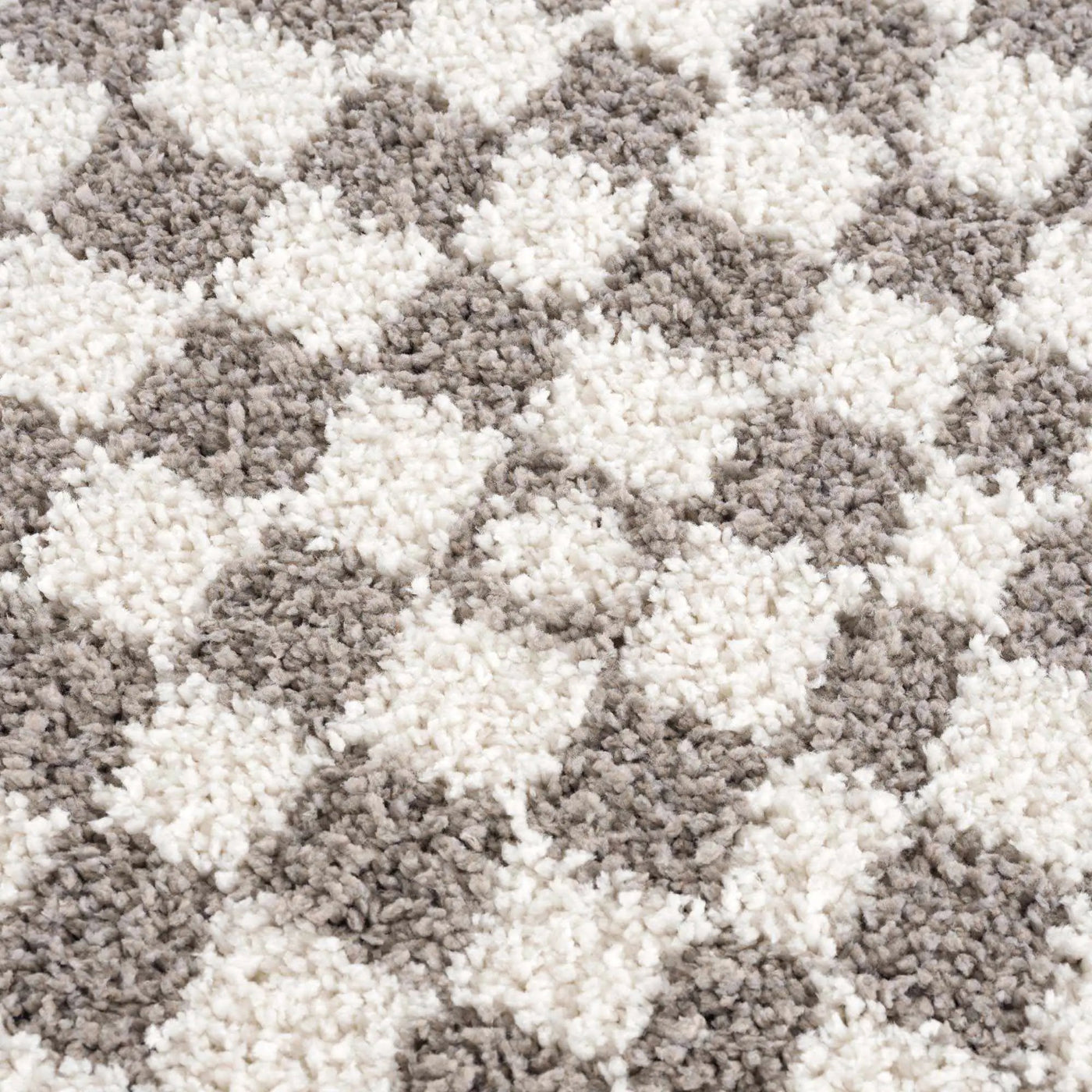 Kieu Taupe Checkered Plush Rug by Boutique Rugs