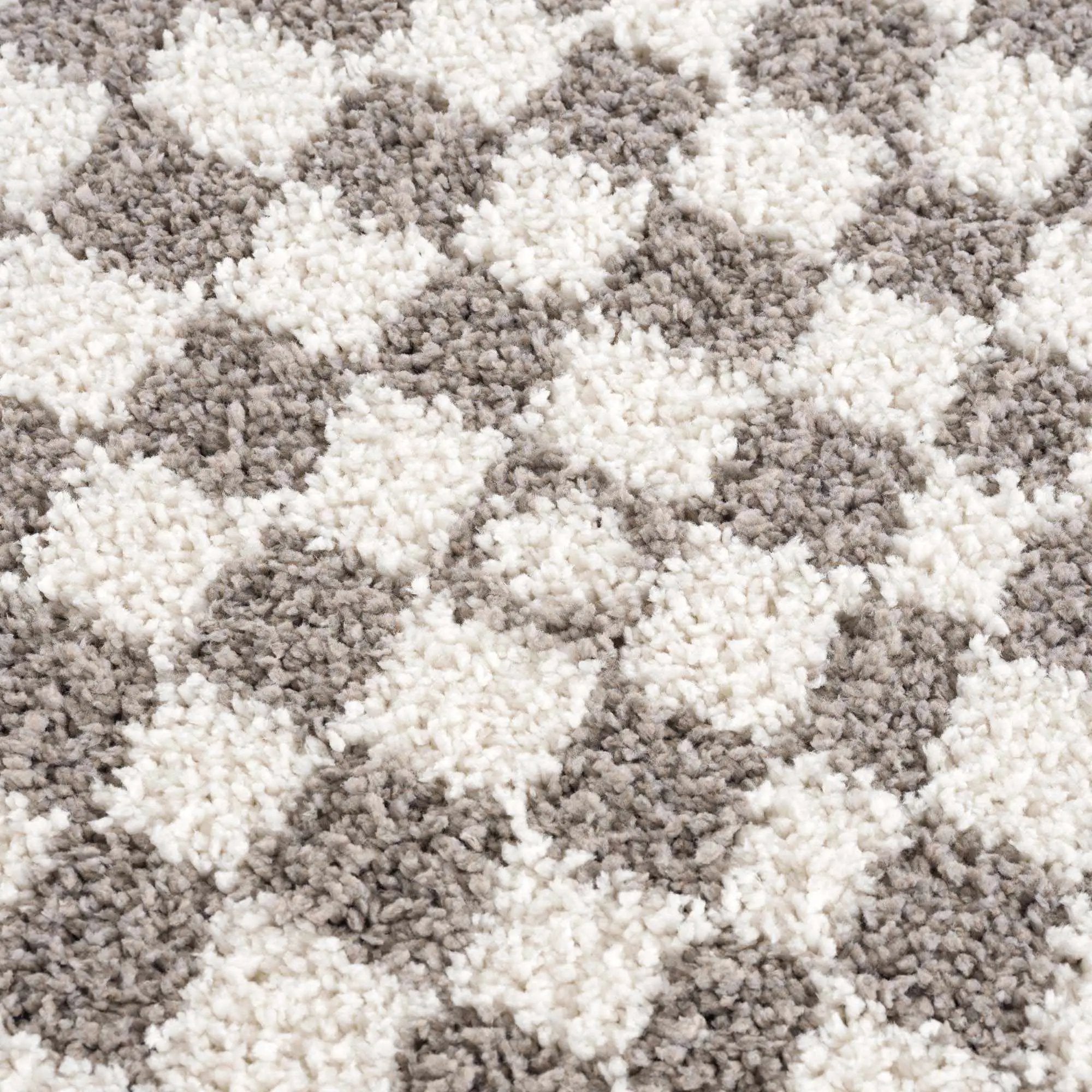 Kieu Taupe Checkered Plush Rug by Boutique Rugs